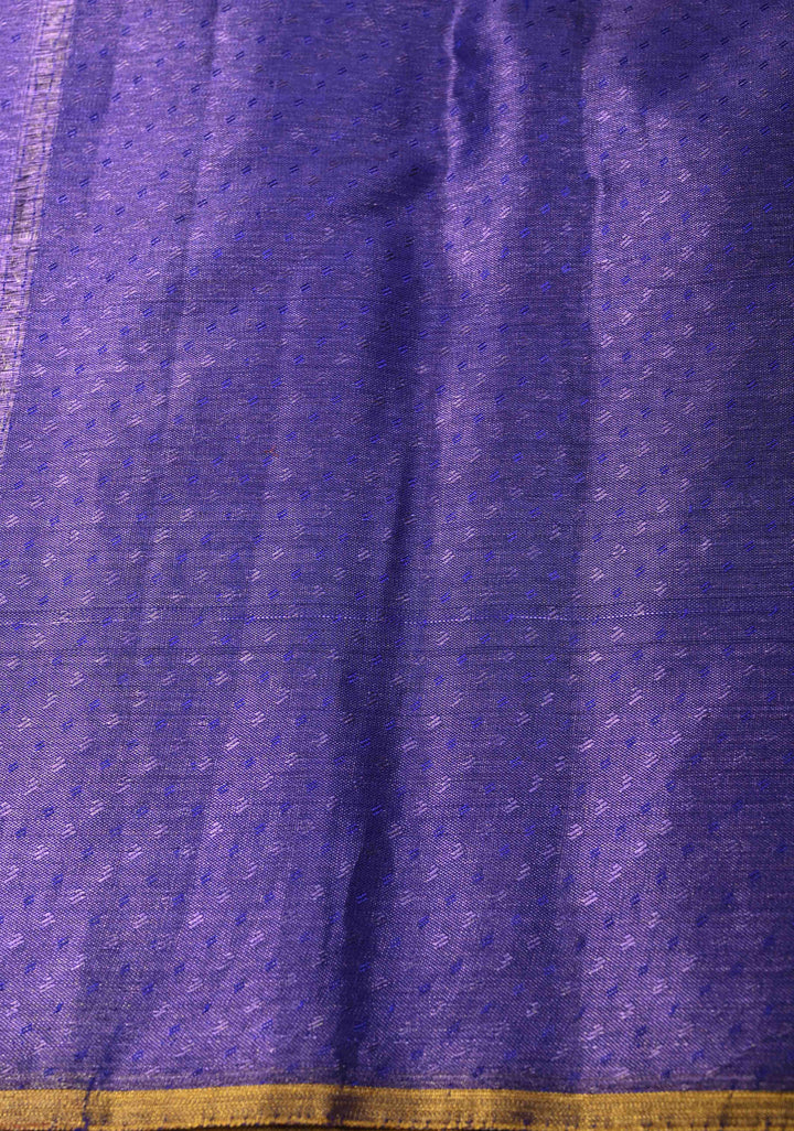 Purple Tissue Brocade Kanjivaram Pure Silk Saree with Zari Border | SILK MARK CERTIFIED