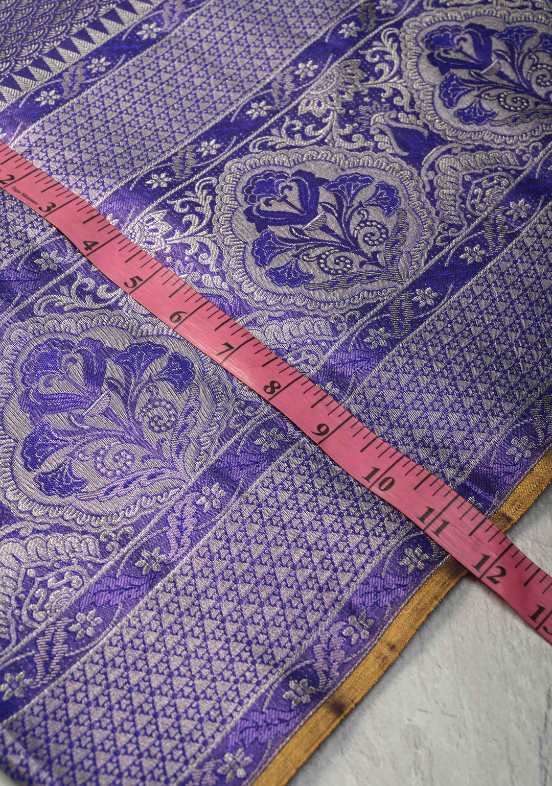 Purple Tissue Brocade Kanjivaram Pure Silk Saree with Zari Border | SILK MARK CERTIFIED