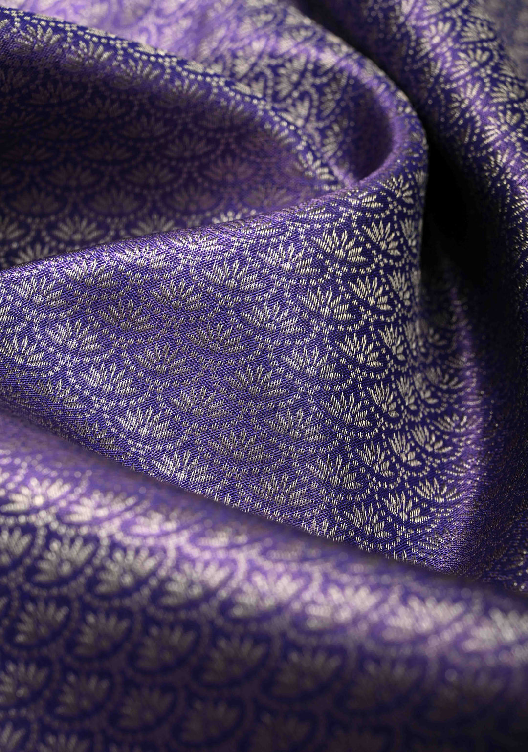 Purple Tissue Brocade Kanjivaram Pure Silk Saree with Zari Border | SILK MARK CERTIFIED
