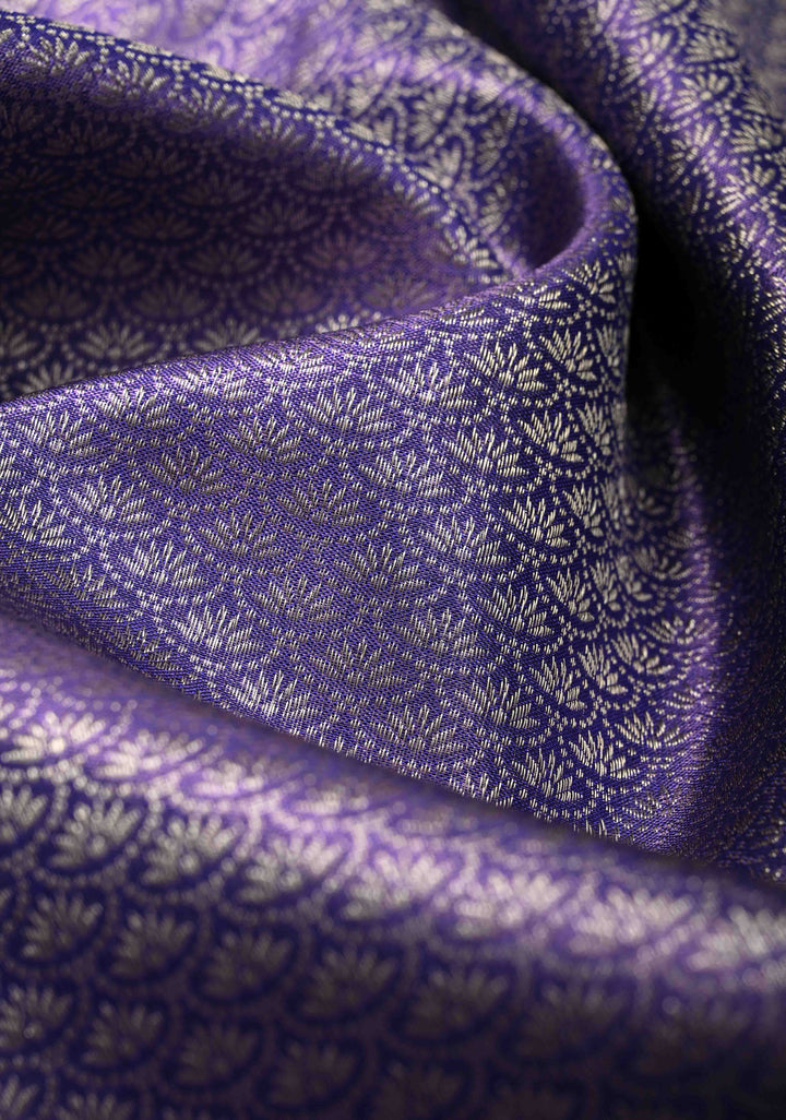 Purple Tissue Brocade Kanjivaram Pure Silk Saree with Zari Border | SILK MARK CERTIFIED