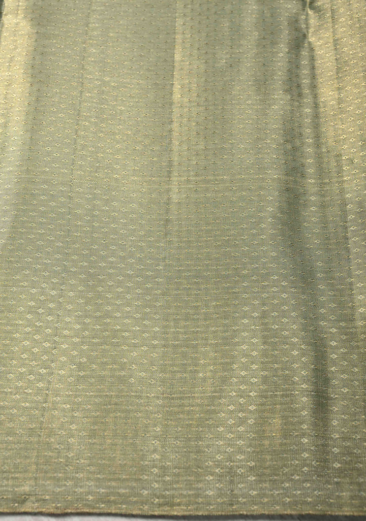 Green Dual tone Tissue Brocade Kanjivaram Pure Silk Saree Zari Border | SILK MARK CERTIFIED