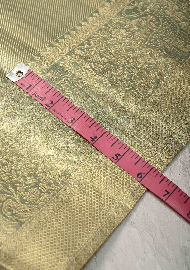 Green Dual tone Tissue Brocade Kanjivaram Pure Silk Saree Zari Border | SILK MARK CERTIFIED