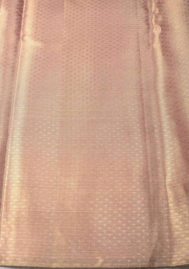 Apricot Tissue Kanjivaram Pure Silk Saree with Brocade and Zari Border | SILK MARK CERTIFIED