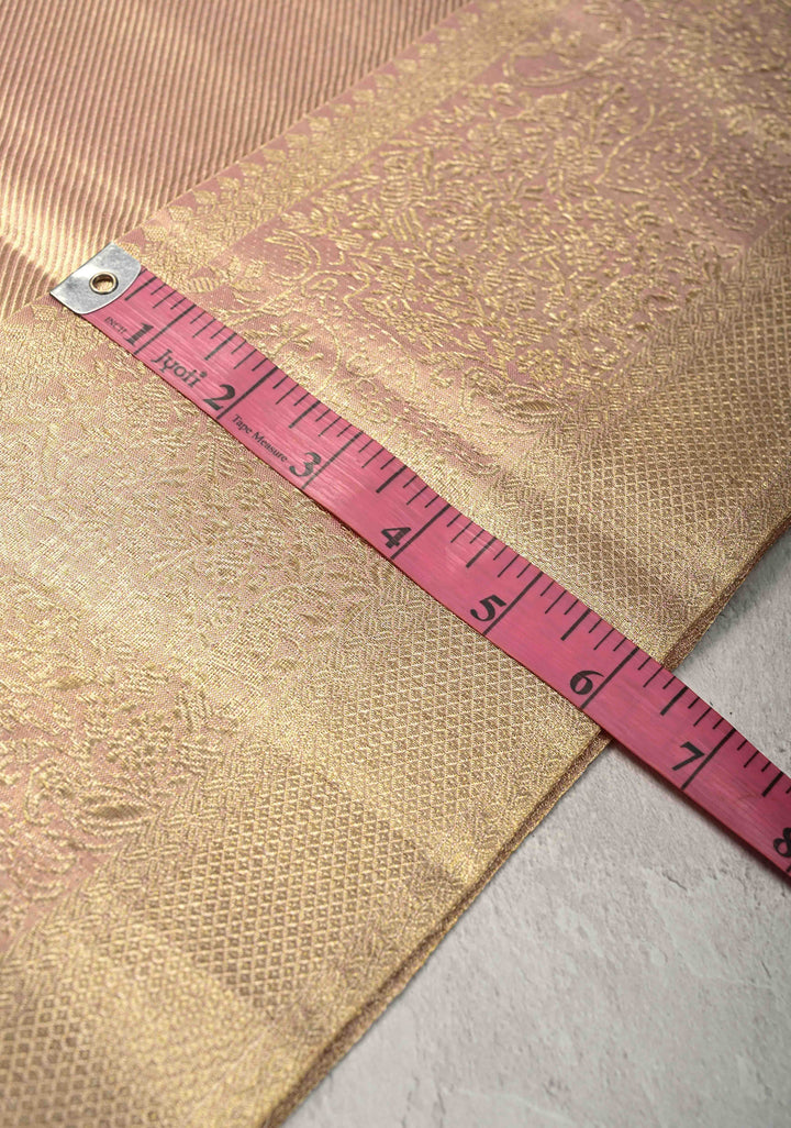 Apricot Tissue Kanjivaram Pure Silk Saree with Brocade and Zari Border | SILK MARK CERTIFIED
