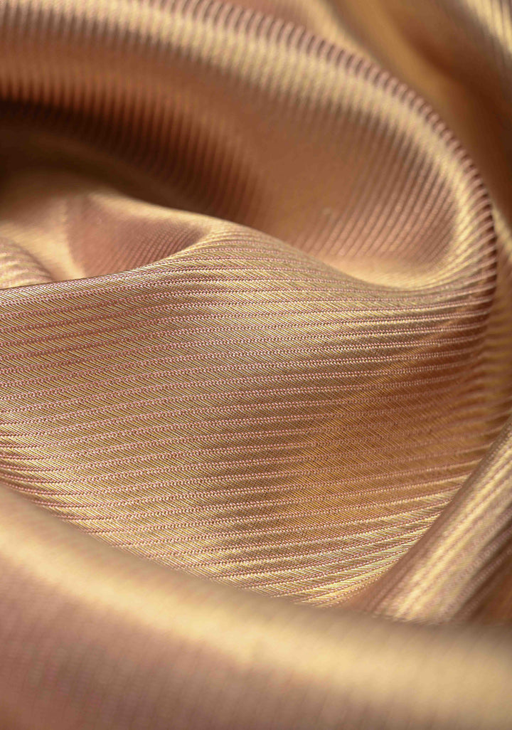 Apricot Tissue Kanjivaram Pure Silk Saree with Brocade and Zari Border | SILK MARK CERTIFIED