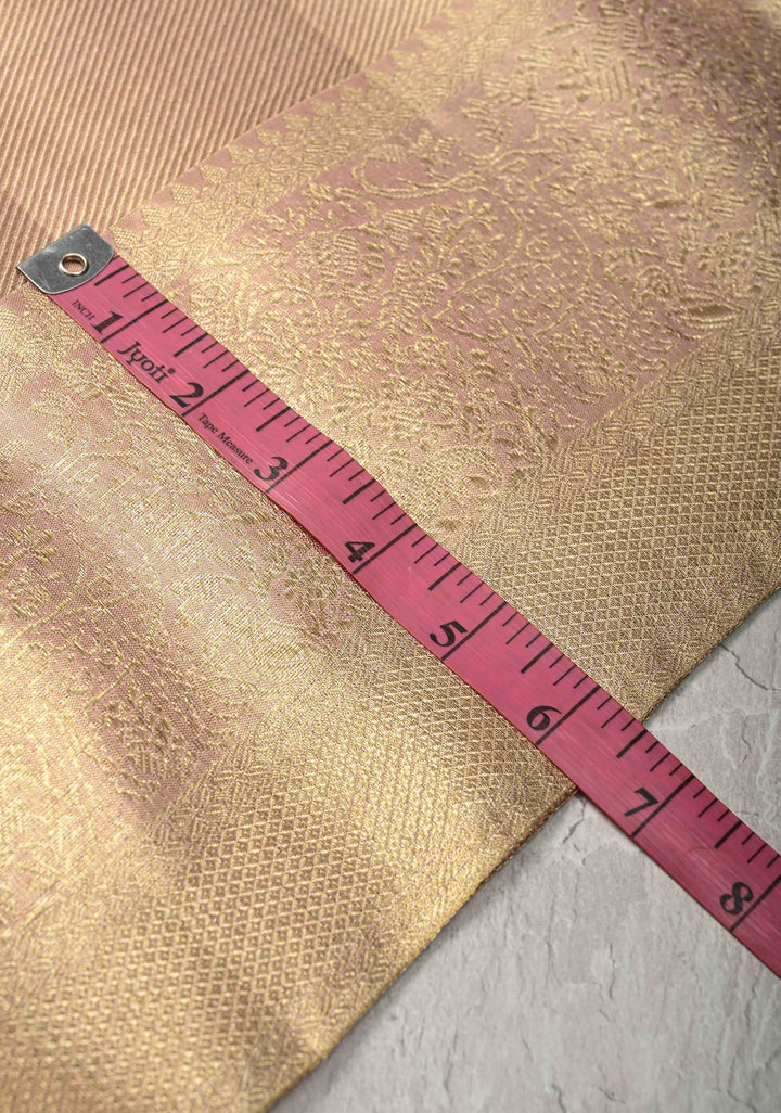 Apricot Tissue Kanjivaram Pure Silk Saree with Brocade and Zari Border | SILK MARK CERTIFIED