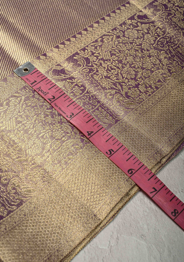 Purple Dual tone Tissue Brocade Kanjivaram Pure Silk Saree with Zari Border | SILK MARK CERTIFIED