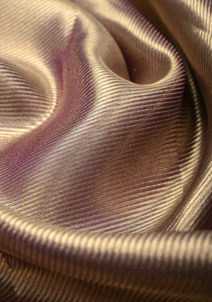 Purple Dual tone Tissue Brocade Kanjivaram Pure Silk Saree with Zari Border | SILK MARK CERTIFIED
