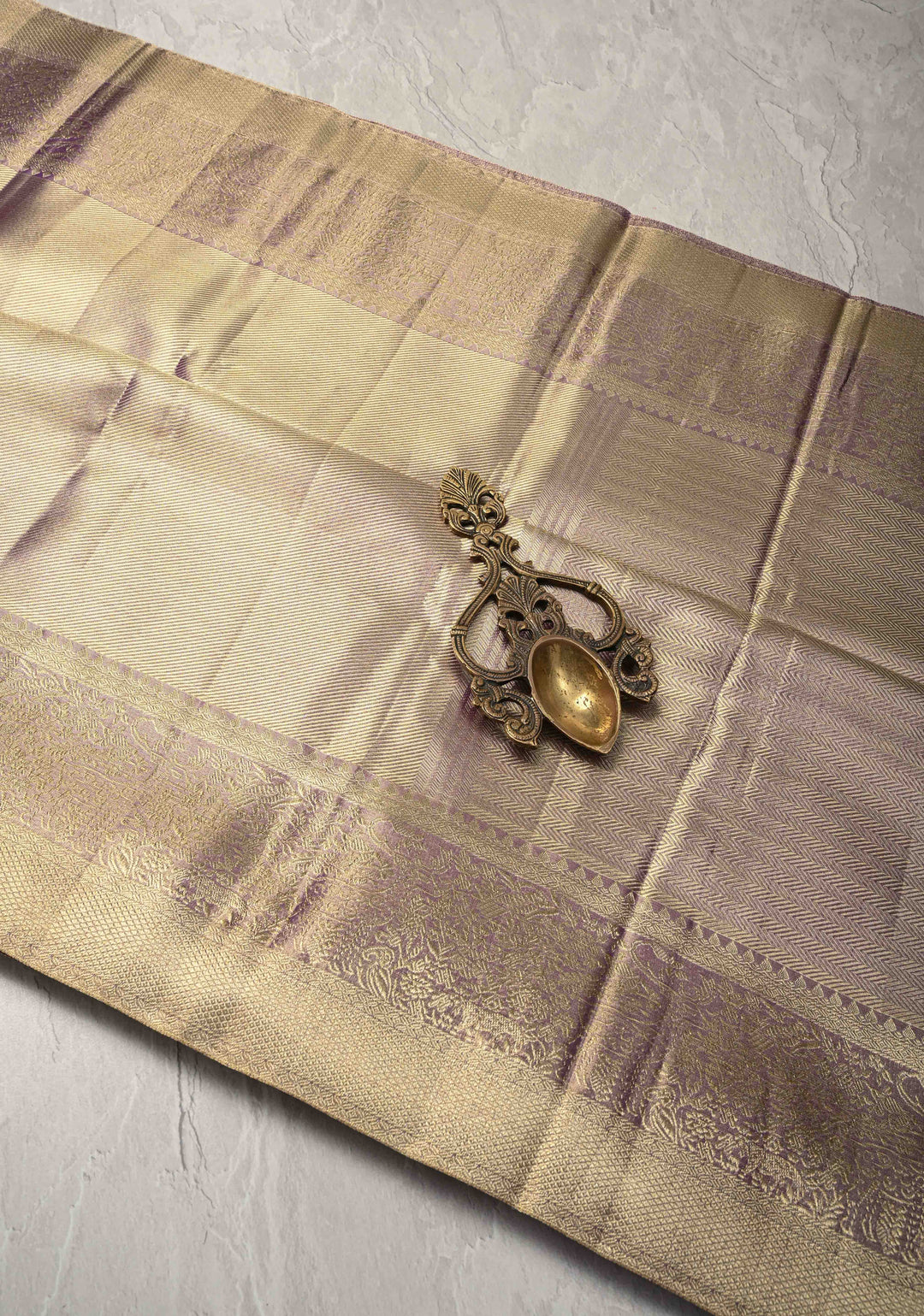 Purple Dual tone Tissue Brocade Kanjivaram Pure Silk Saree with Zari Border | SILK MARK CERTIFIED