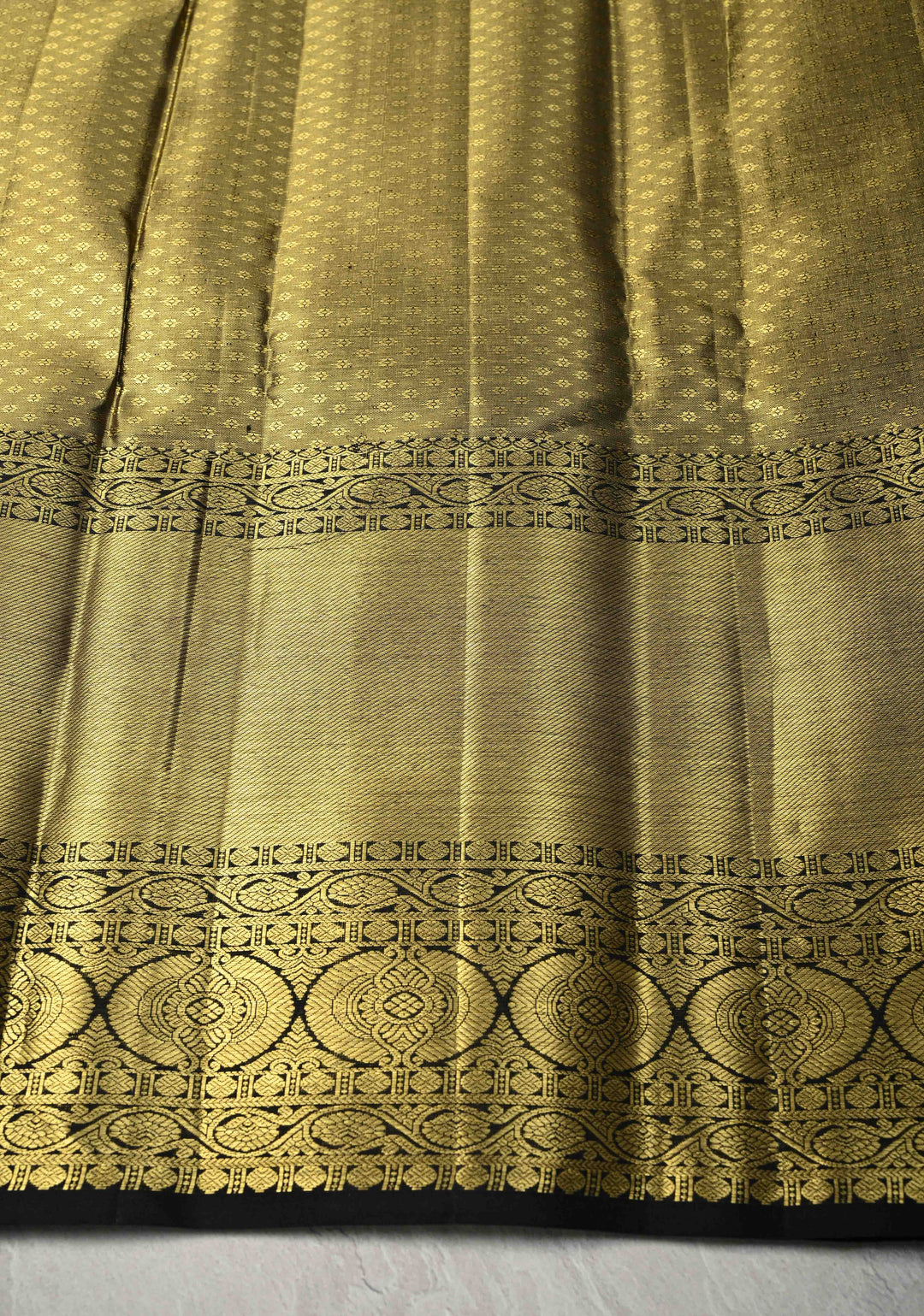 Green-Gold Tissue Kanjivaram Pure Silk Saree with Brocade and Zari Border | SILK MARK CERTIFIED