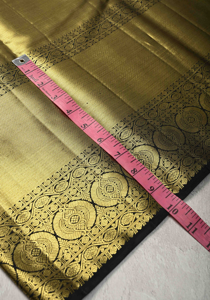 Green-Gold Tissue Kanjivaram Pure Silk Saree with Brocade and Zari Border | SILK MARK CERTIFIED