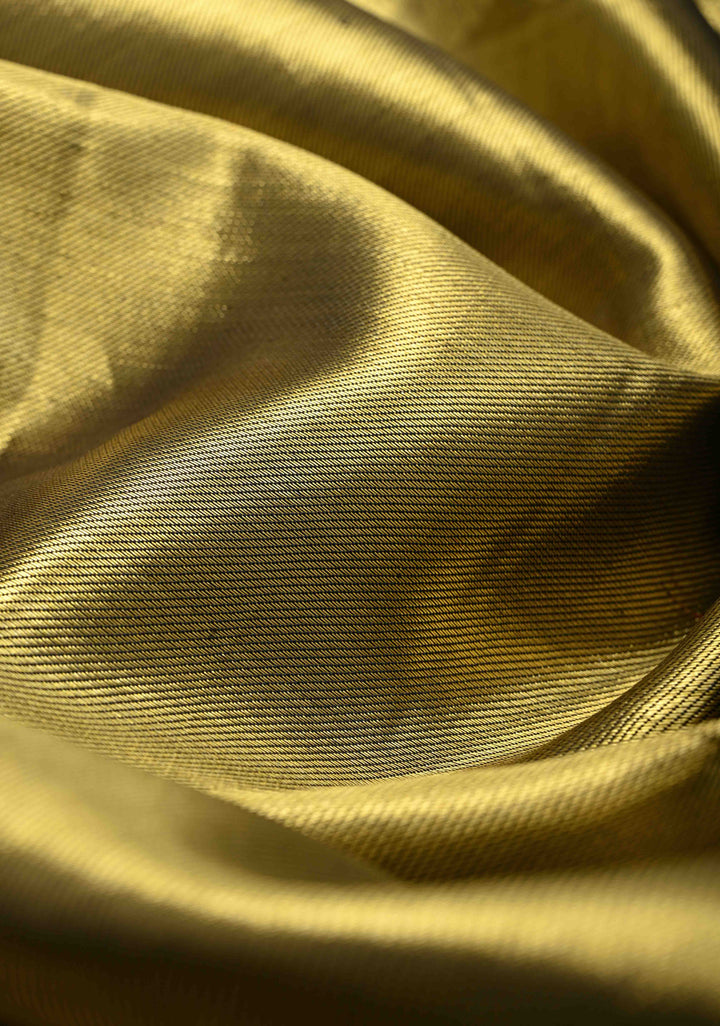 Green-Gold Tissue Kanjivaram Pure Silk Saree with Brocade and Zari Border | SILK MARK CERTIFIED