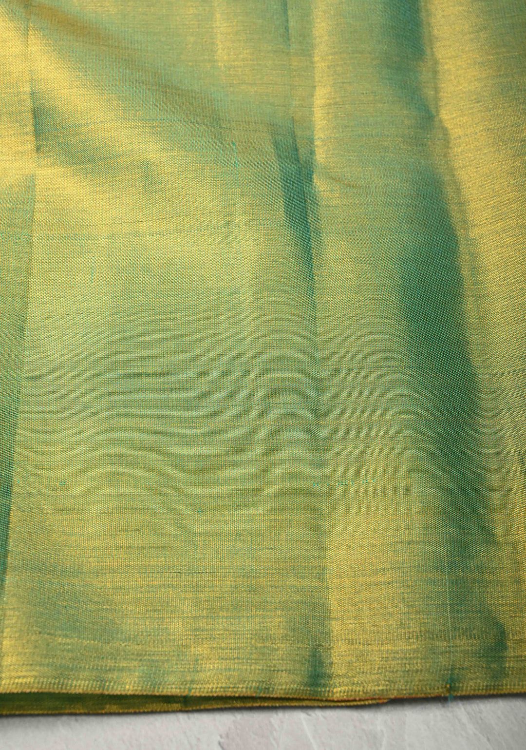 Purple-Gold Borderless Tissue Kanjivaram Pure Silk Saree with Meenakari Floral and Birds Motif  | SILK MARK CERTIFIED