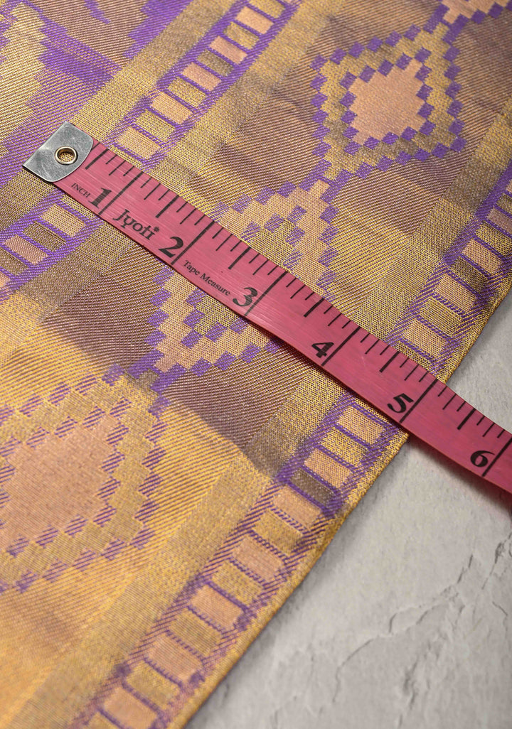 Lavender Tissue Kanjivaram Pure Silk Saree with Meenakari Floral Brocade Jaal  | SILK MARK CERTIFIED