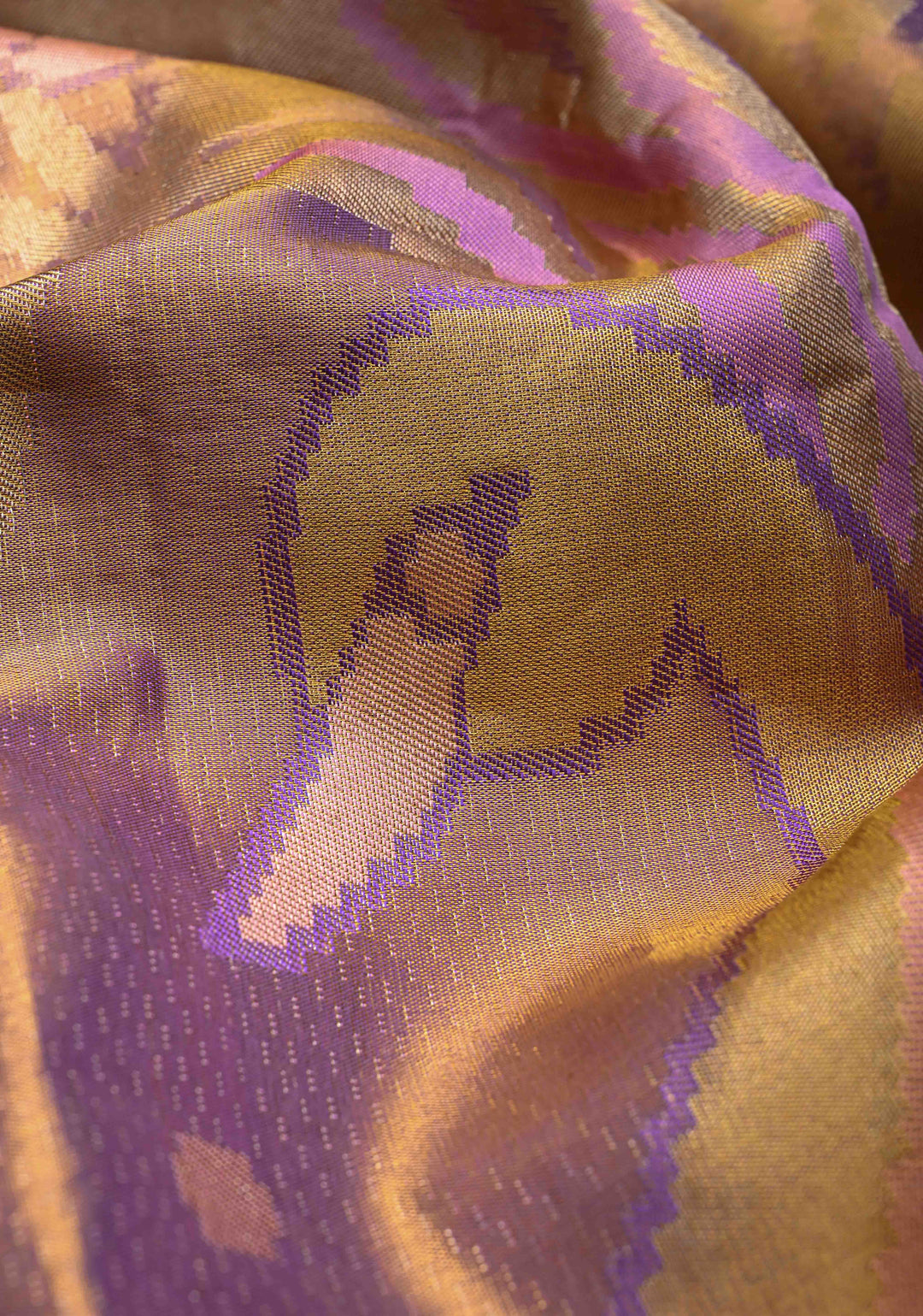 Lavender Tissue Kanjivaram Pure Silk Saree with Meenakari Floral Brocade Jaal  | SILK MARK CERTIFIED