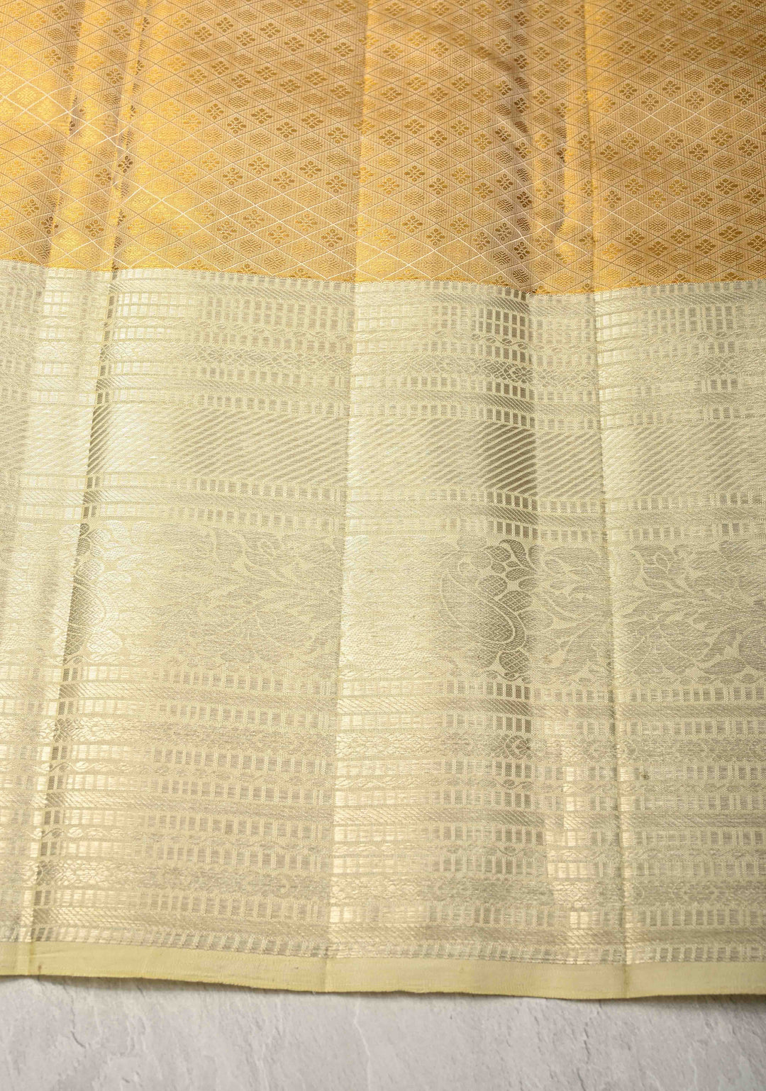 Gold Tissue  Kanjivaram Pure Silk Saree with wide Zari Border | SILK MARK CERTIFIED