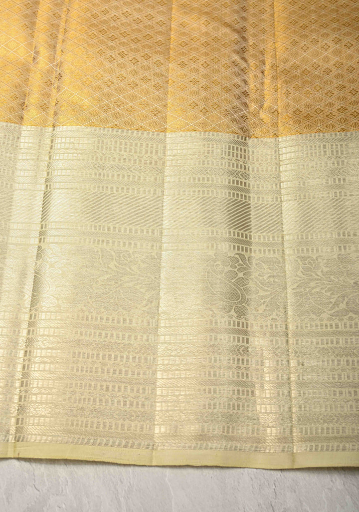 Gold Tissue  Kanjivaram Pure Silk Saree with wide Zari Border | SILK MARK CERTIFIED