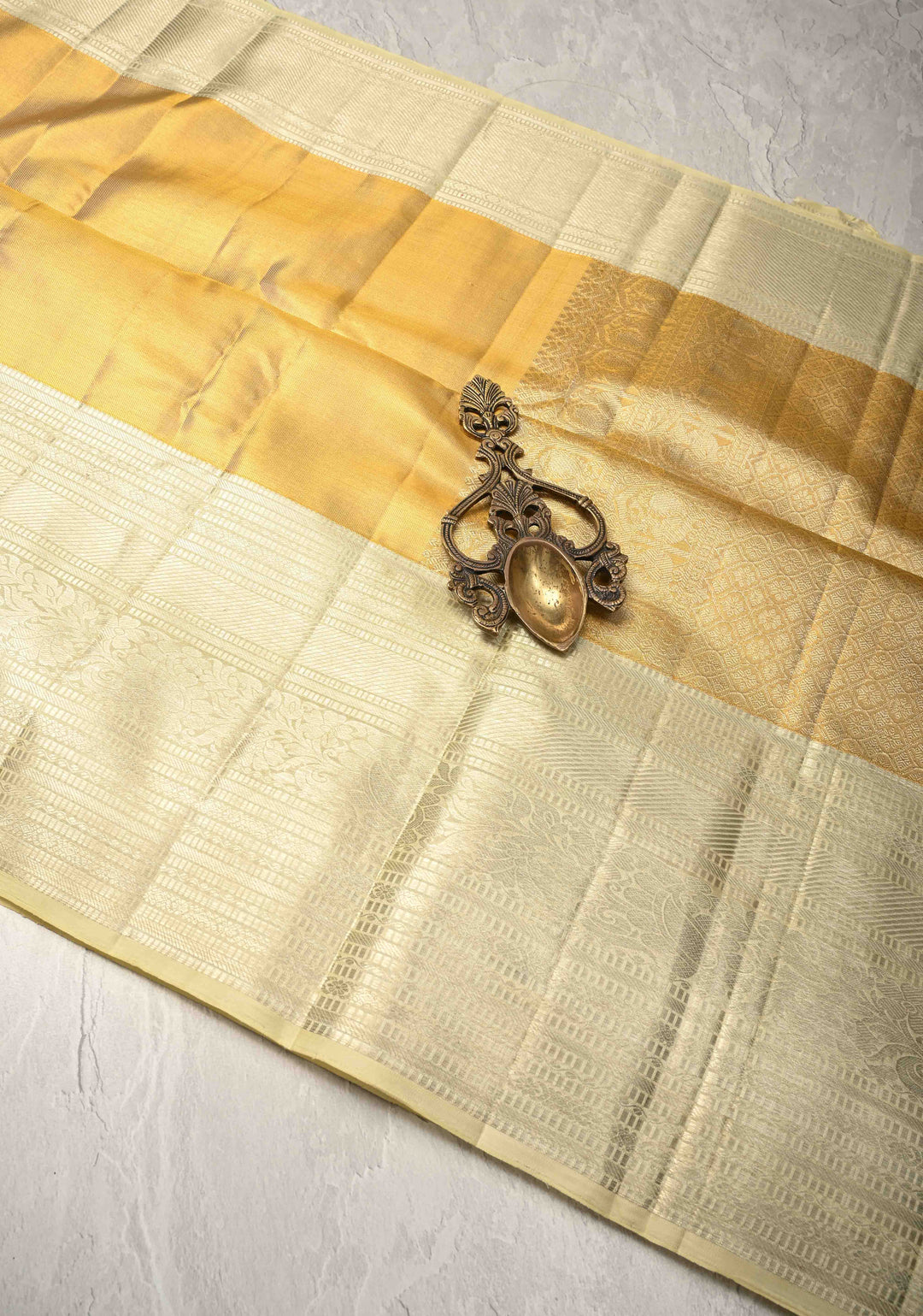 Gold Tissue  Kanjivaram Pure Silk Saree with wide Zari Border | SILK MARK CERTIFIED