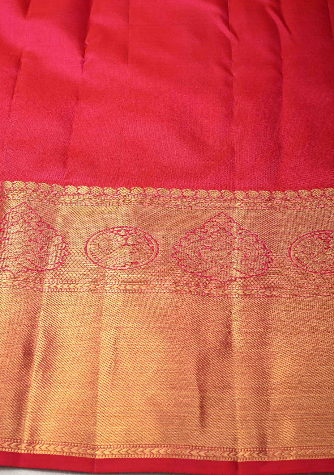 Reddish pink Kanjivaram Pure Silk Saree with Brocade and Zari Border | SILK MARK CERTIFIED