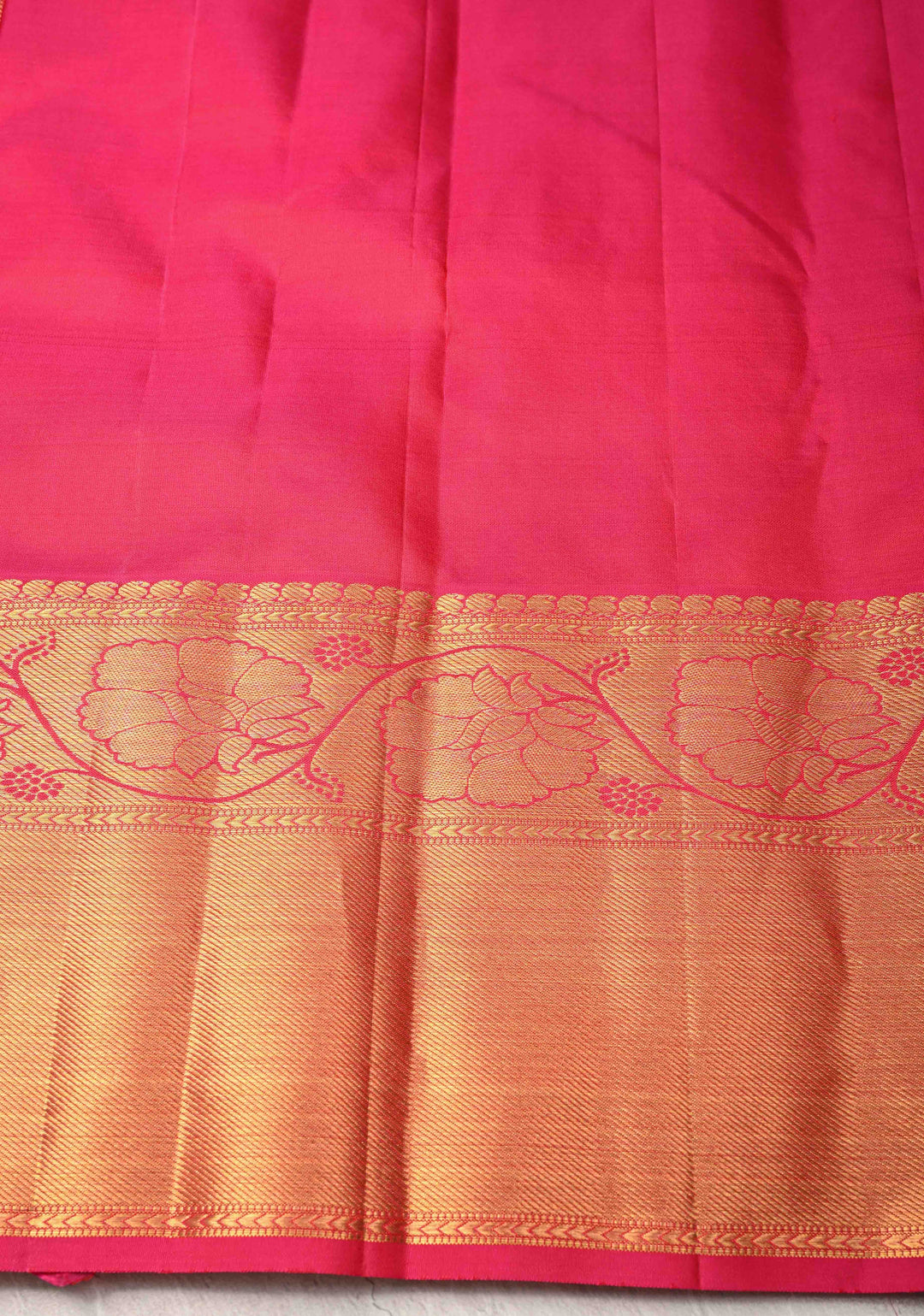 Pink Brocad Kanjivaram Pure Silk Saree with Zari Border | SILK MARK CERTIFIED