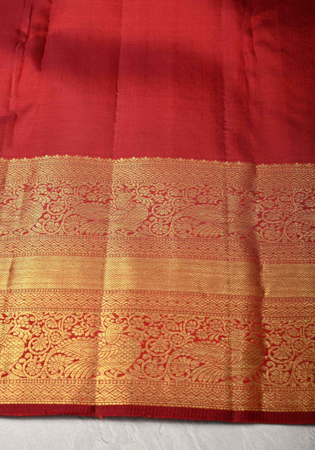 Maroon  Kanjivaram Pure Silk Saree with Brocade and Zari Border | SILK MARK CERTIFIED