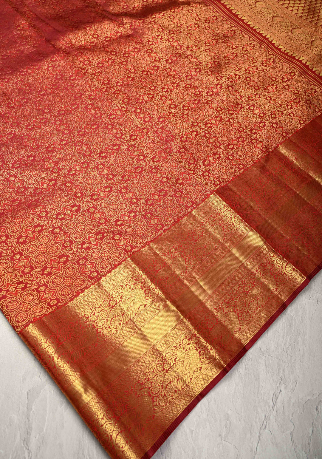 Maroon  Kanjivaram Pure Silk Saree with Brocade and Zari Border | SILK MARK CERTIFIED