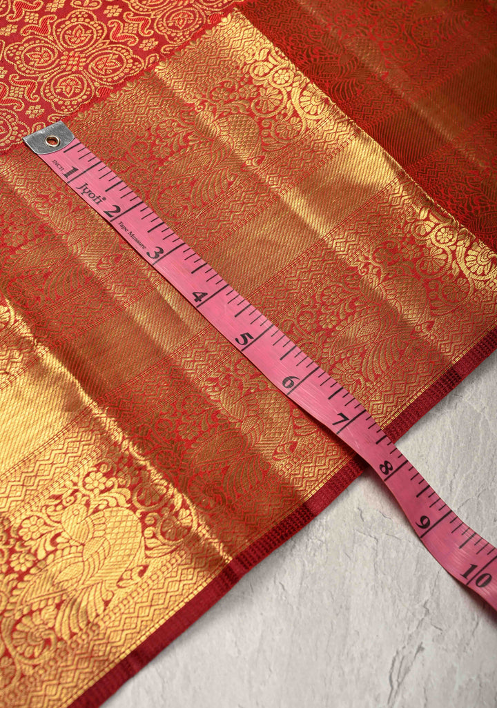 Maroon  Kanjivaram Pure Silk Saree with Brocade and Zari Border | SILK MARK CERTIFIED