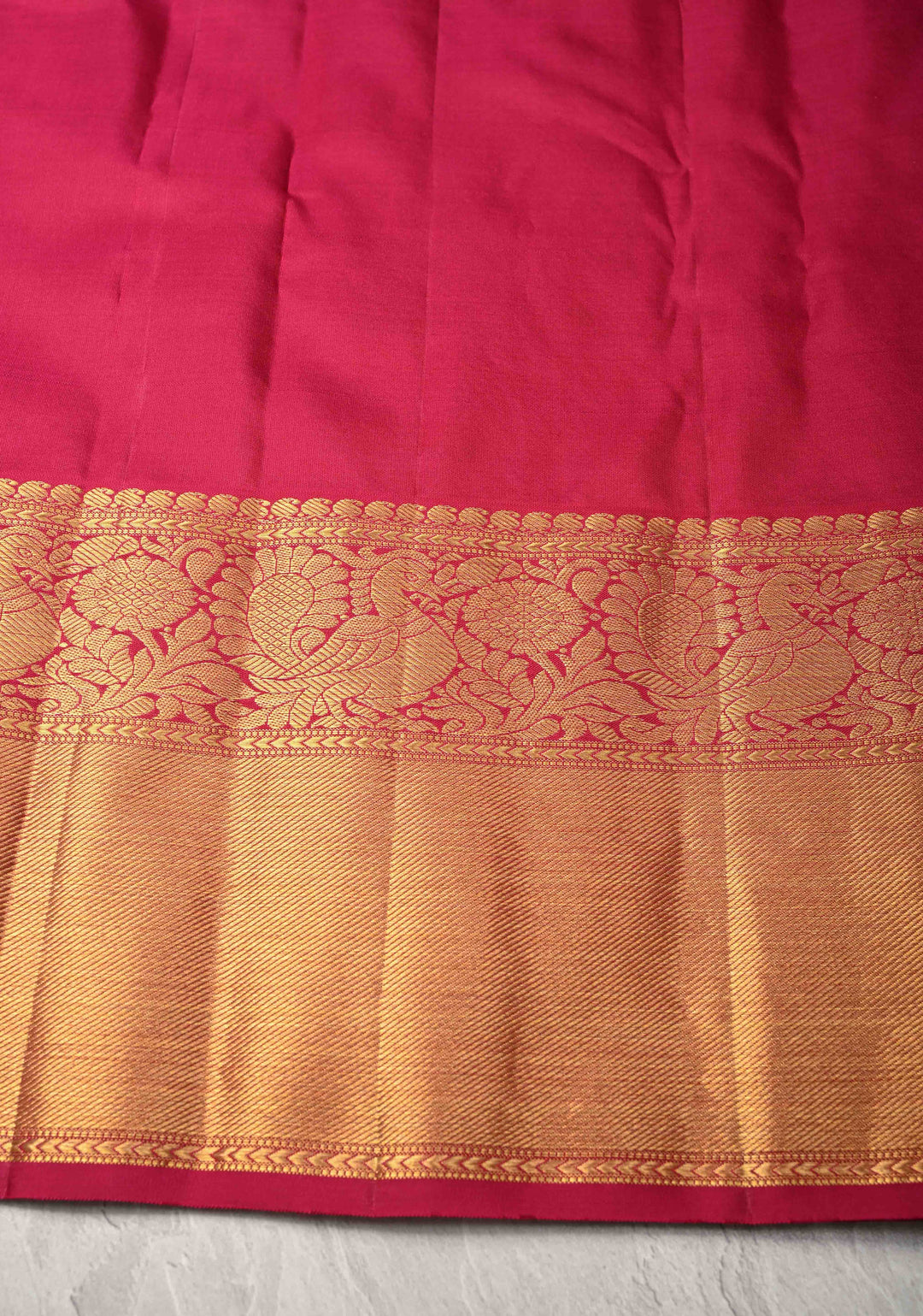 Majenta Floral Brocade Kanjivaram Pure Silk Saree with Zari Border | SILK MARK CERTIFIED