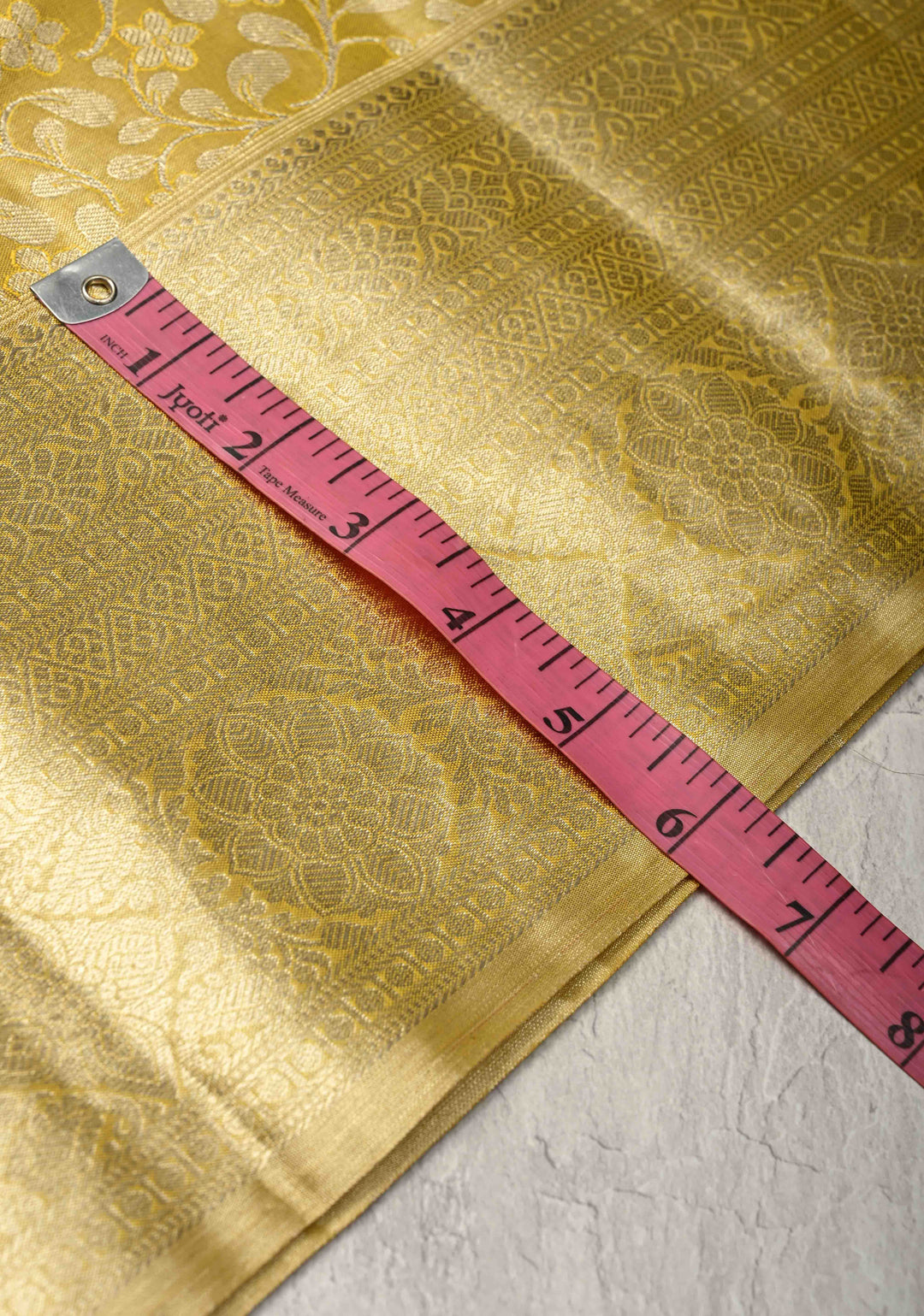 Golden Yellow Tissue  Kanjivaram Pure Silk Saree with Floral Brocade and Zari Border | SILK MARK CERTIFIED