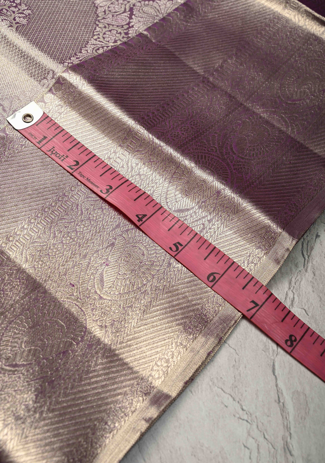 Dusty Lilac Silver Tissue  Kanjivaram Pure Silk Saree with Geomatric Design and Zari Border | SILK MARK CERTIFIED