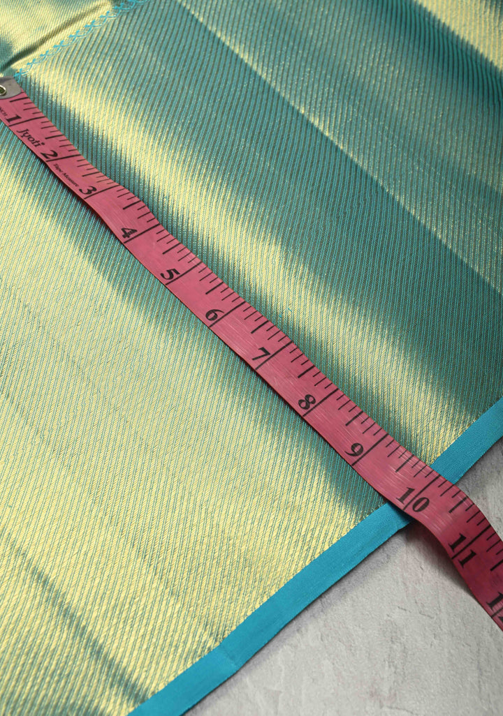 Turquoise Tissue Kanjivaram Pure Silk Saree with Brocade and Zari Border | SILK MARK CERTIFIED