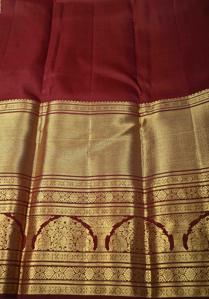 Onion Pink Pure Kanjivaram Silk Saree with Zari Brocade and Contrast Wide Zari Border | SILK MARK CERTIFIE