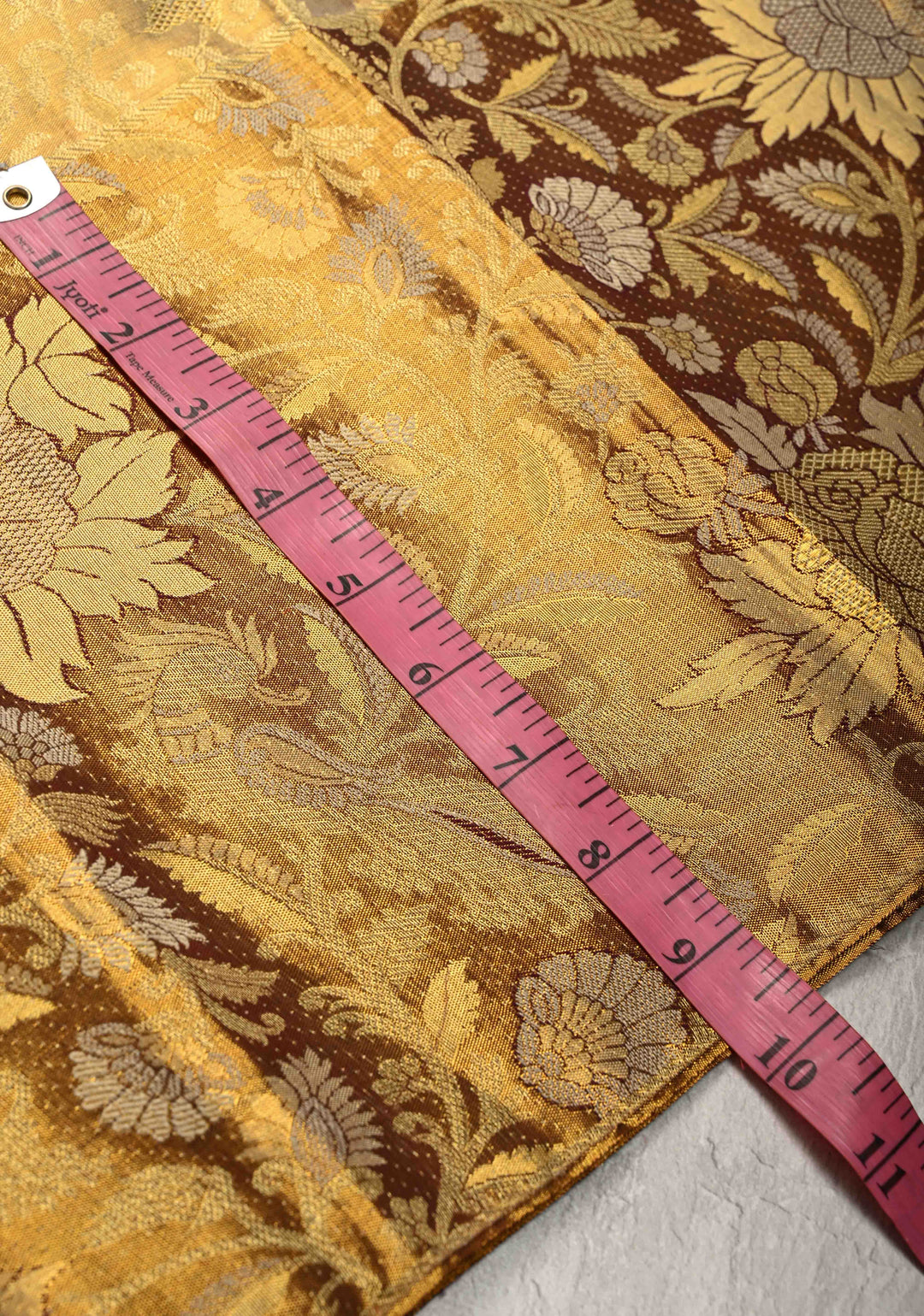 Gold Tissue Kanjivaram Pure Silk Saree with Meenakari Floral Brocade Jaal and Border | SILK MARK CERTIFIED