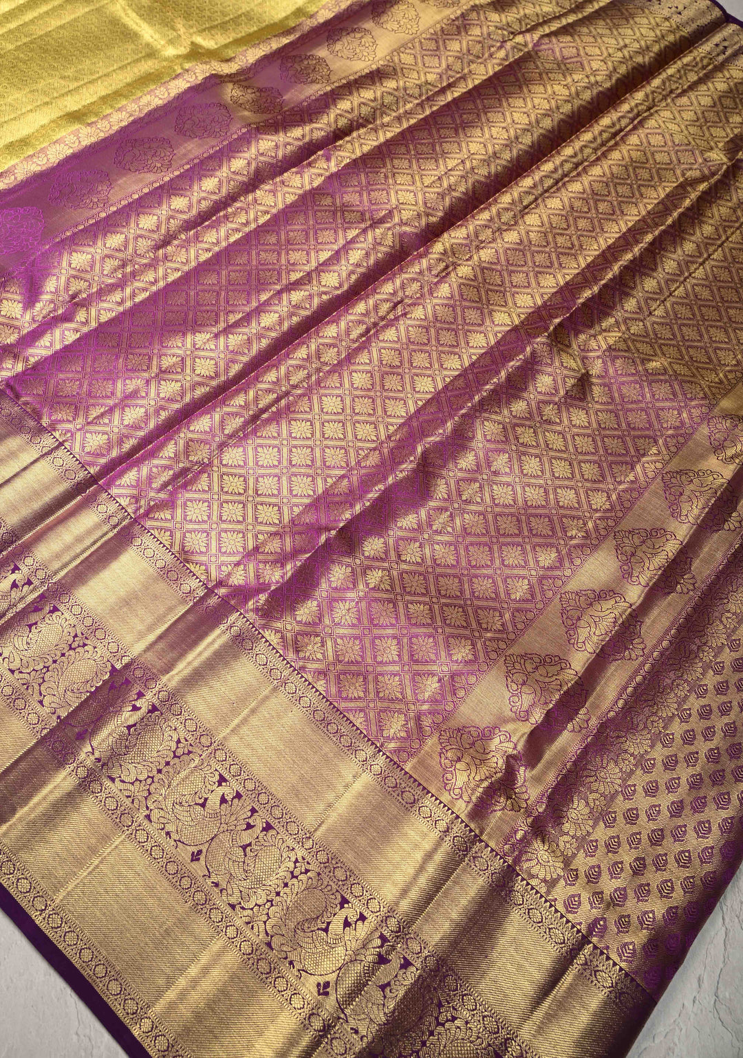 Gold Tissue Kanjivaram Pure Silk Saree with Brocade and Zari Border | SILK MARK CERTIFIED