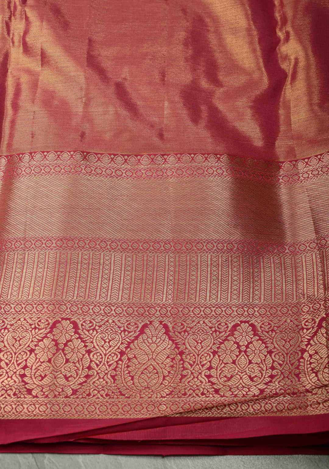Light Sage Green Kanjivaram Tissue Semi Silk Saree with Meenakari Floral Brocade Jaal and Contrast Wide Zari Border