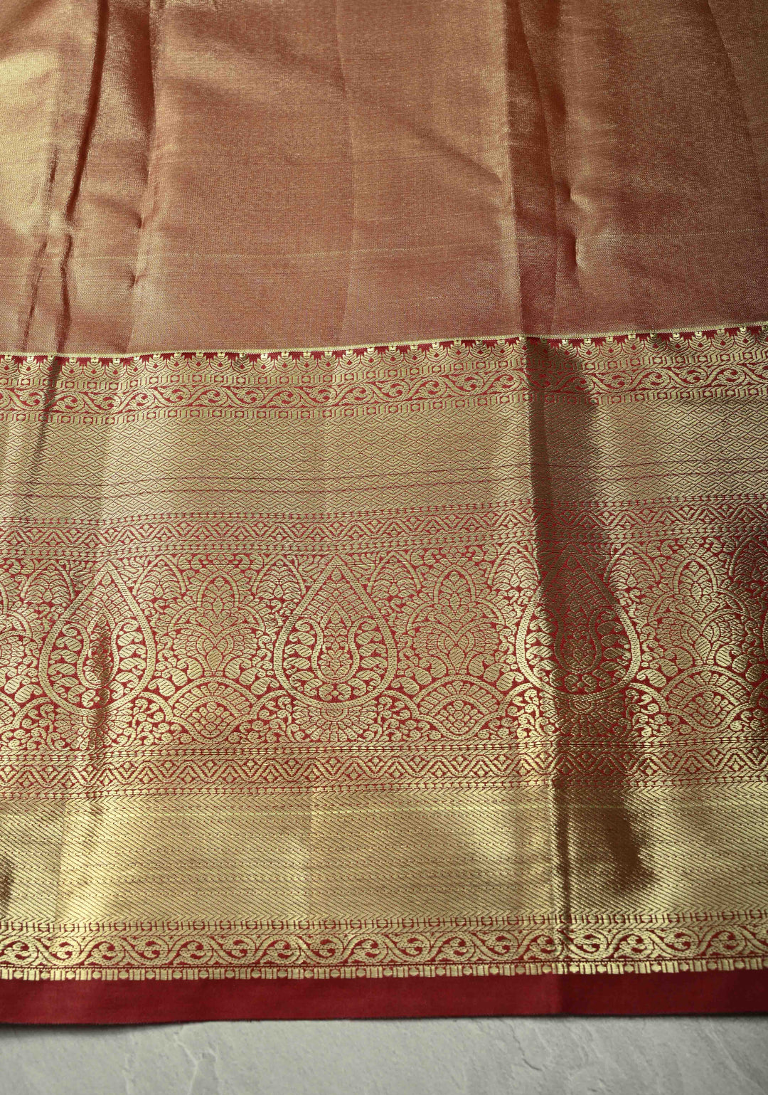 Sea Green Kanjivaram Tissue Semi Silk Saree with Meenakari Floral Brocade Jaal and Contrast Wide Zari Border