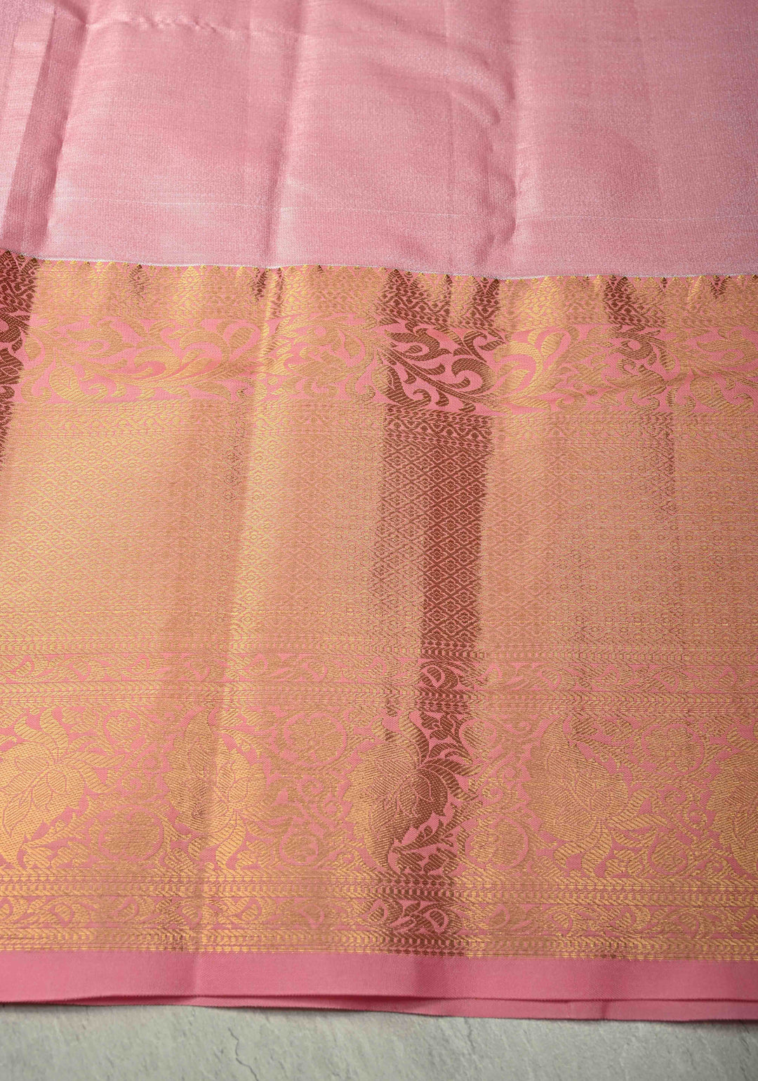 Pastel lime Green  Kanjivaram Tissue Semi Silk Saree with Meenakari Floral Brocade Jaal and Contrast Wide Zari Border