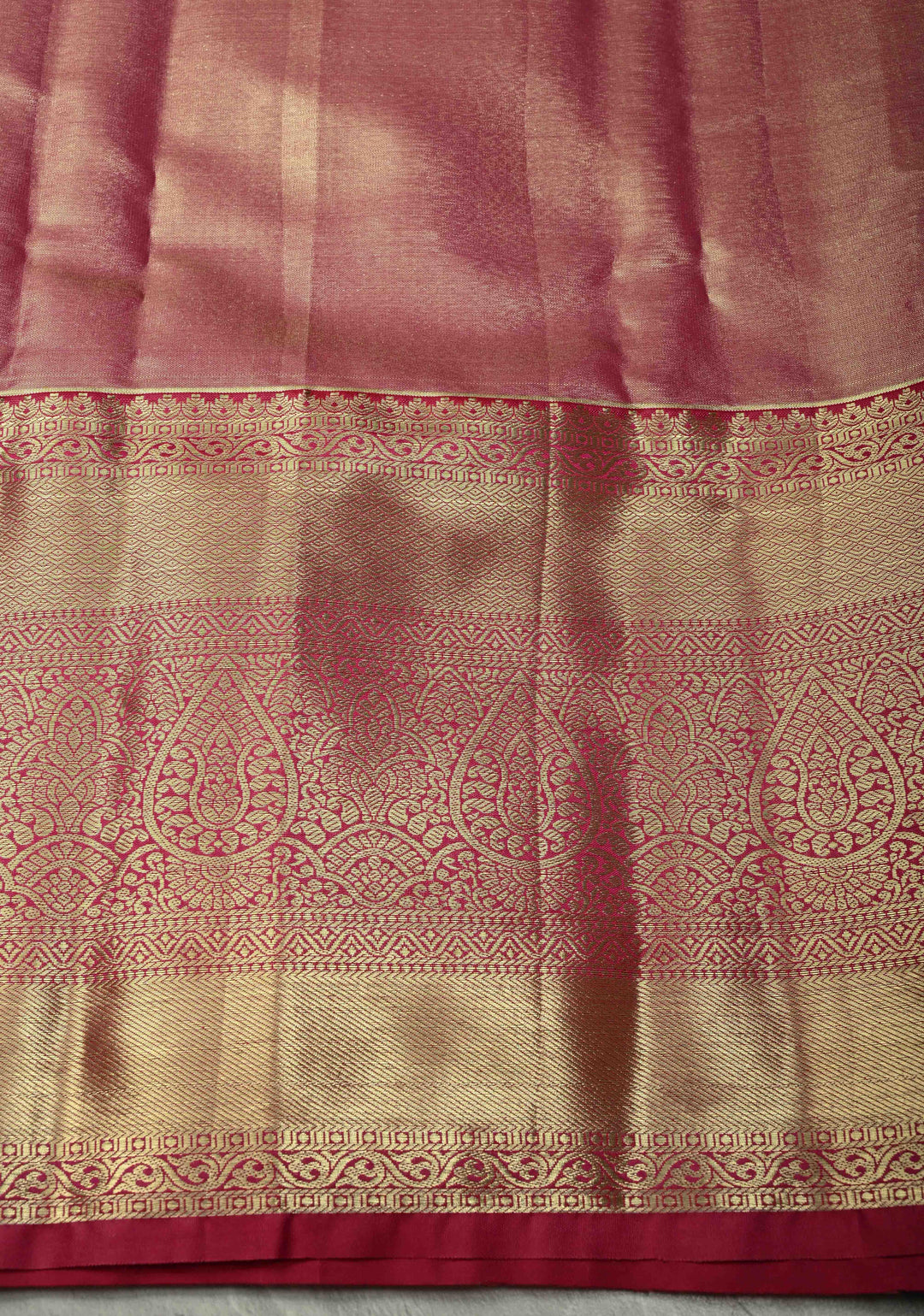 Vibrant Green  Kanjivaram Tissue Semi Silk Saree with Meenakari Floral Brocade Jaal and Contrast Wide Zari Border