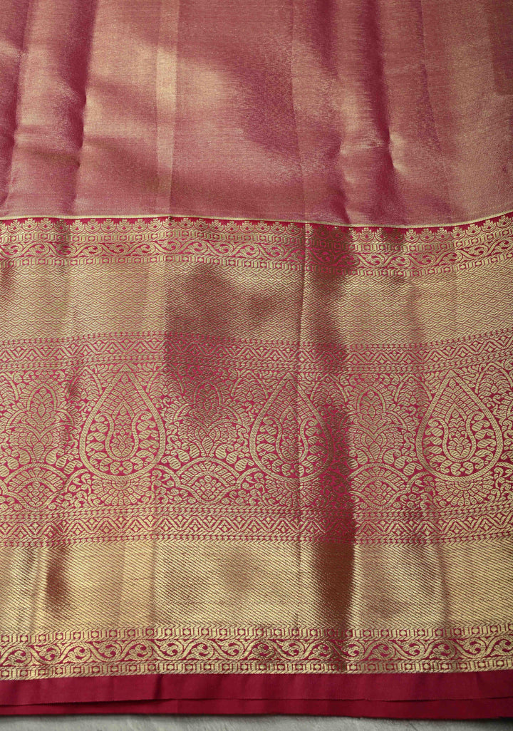 Vibrant Green  Kanjivaram Tissue Semi Silk Saree with Meenakari Floral Brocade Jaal and Contrast Wide Zari Border