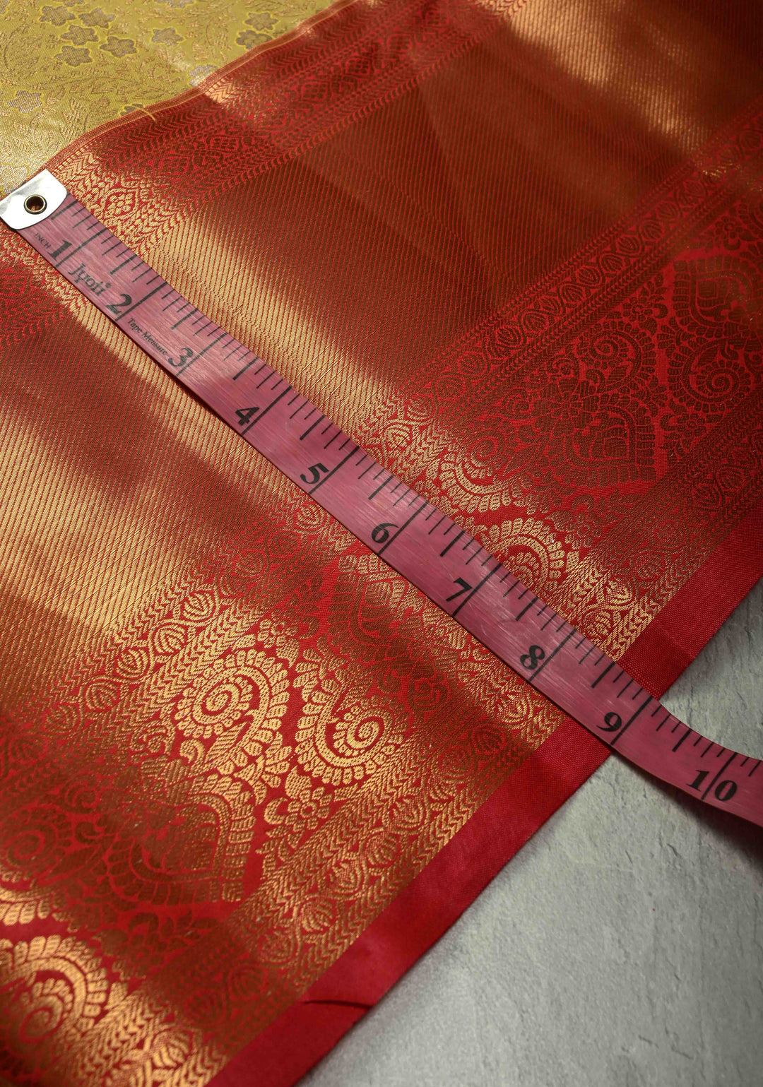 Lemon Yellow Kanjivaram Tissue Semi Silk Saree with Meenakari Floral Brocade Jaal and Contrast Wide Zari Border