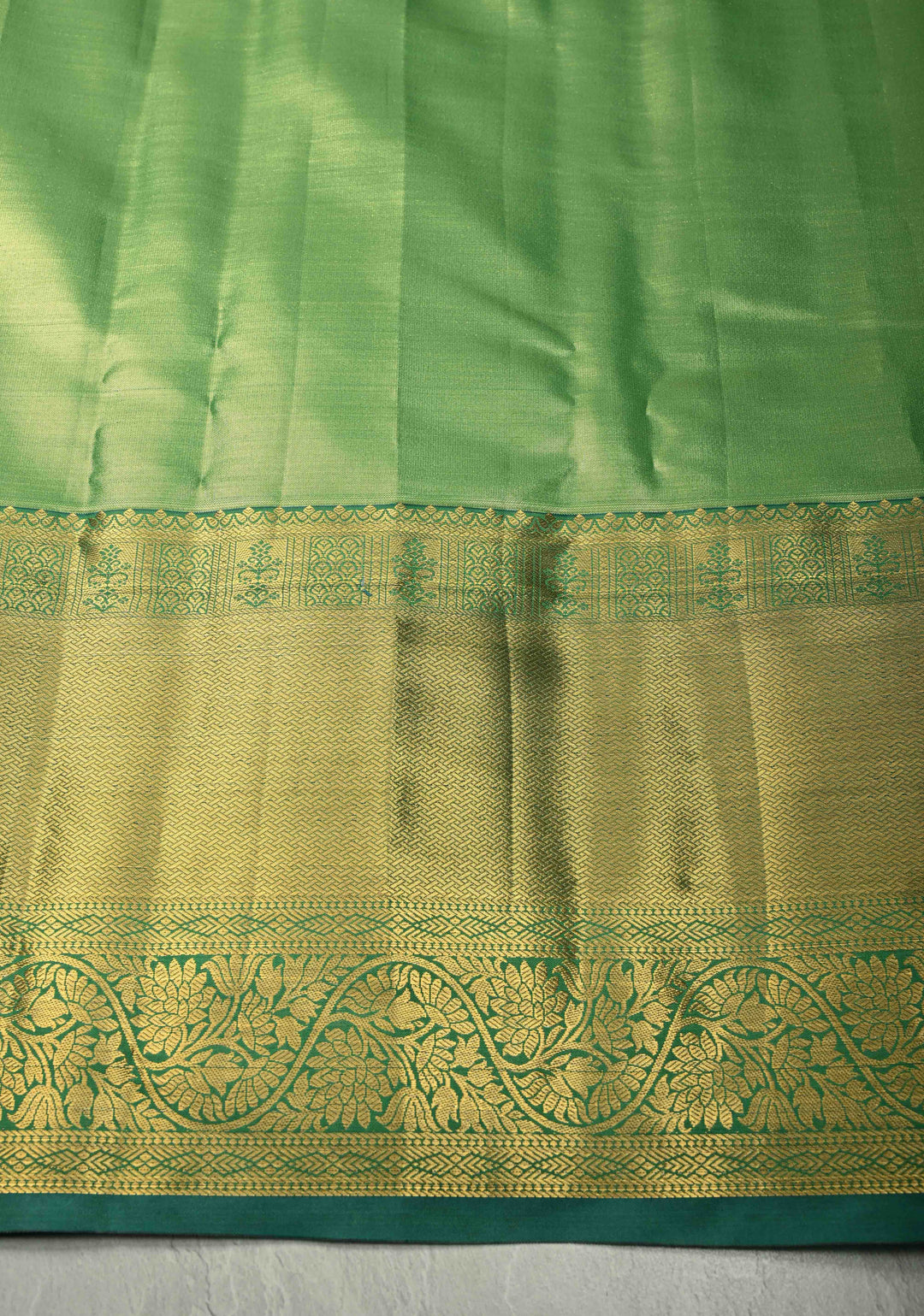 Light Peach Kanjivaram Tissue Semi Silk Saree with Meenakari Floral Brocade Jaal and Contrast Wide Zari Border