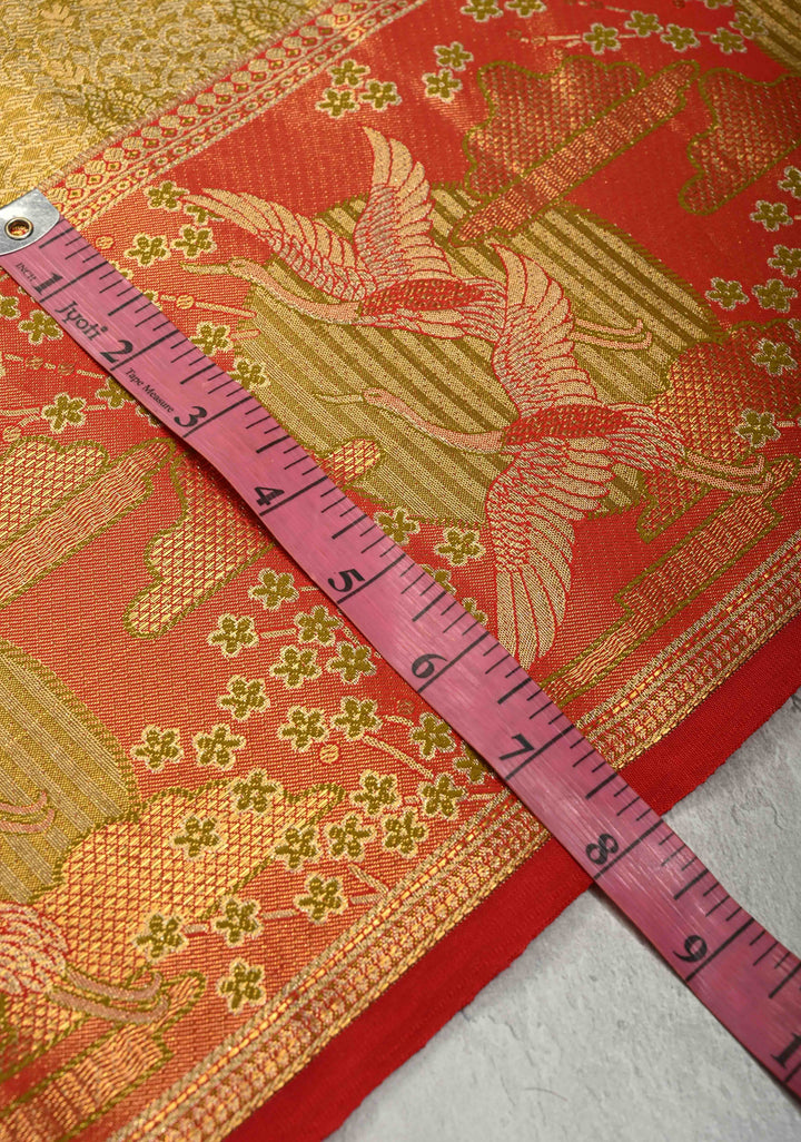 Ollive Green Meenakari on Tissue Kanjivaram Pure Silk Saree with Floral Jaal Brocade and Contrast Wide Zari Border | SILK MARK CERTIFIED