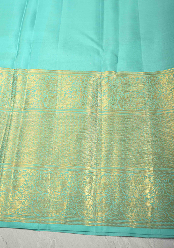 Salmon Pink Kanjivaram Pure Silk Saree with Silver Floral Jaal and Contrast Wide Zari Border | SILK MARK CERTIFIED | SHOBITAM