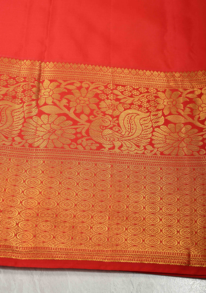 Mint Aqua Kanjivaram Pure Silk Saree with  Silver Floral Jaal and Contrast Red Border | SILK MARK CERTIFIED