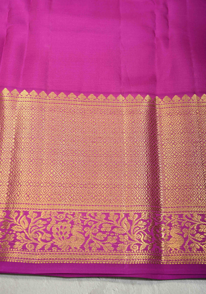 Pastel Sky Blue Kanjivaram Pure Silk Saree with Silver Floral Jaal and Contrast Border