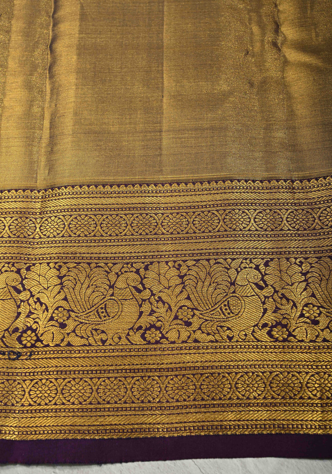 Pink Dual Tone Tissue Kanjivaram Pure Silk Saree with Meenakari Floral Jaal Brocade and Contrast Korvai Zari Border | SILK MARK CERTIFIED