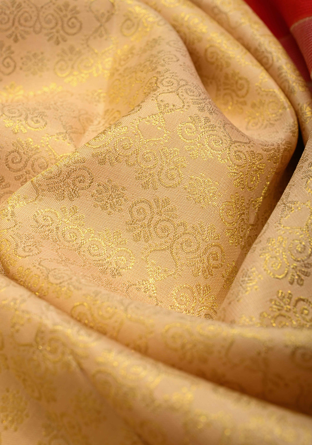 Beige Kanjivaram Pure Silk Saree with Brocade and Contrast Wide Zari Border | SILK MARK CERTIFIED
