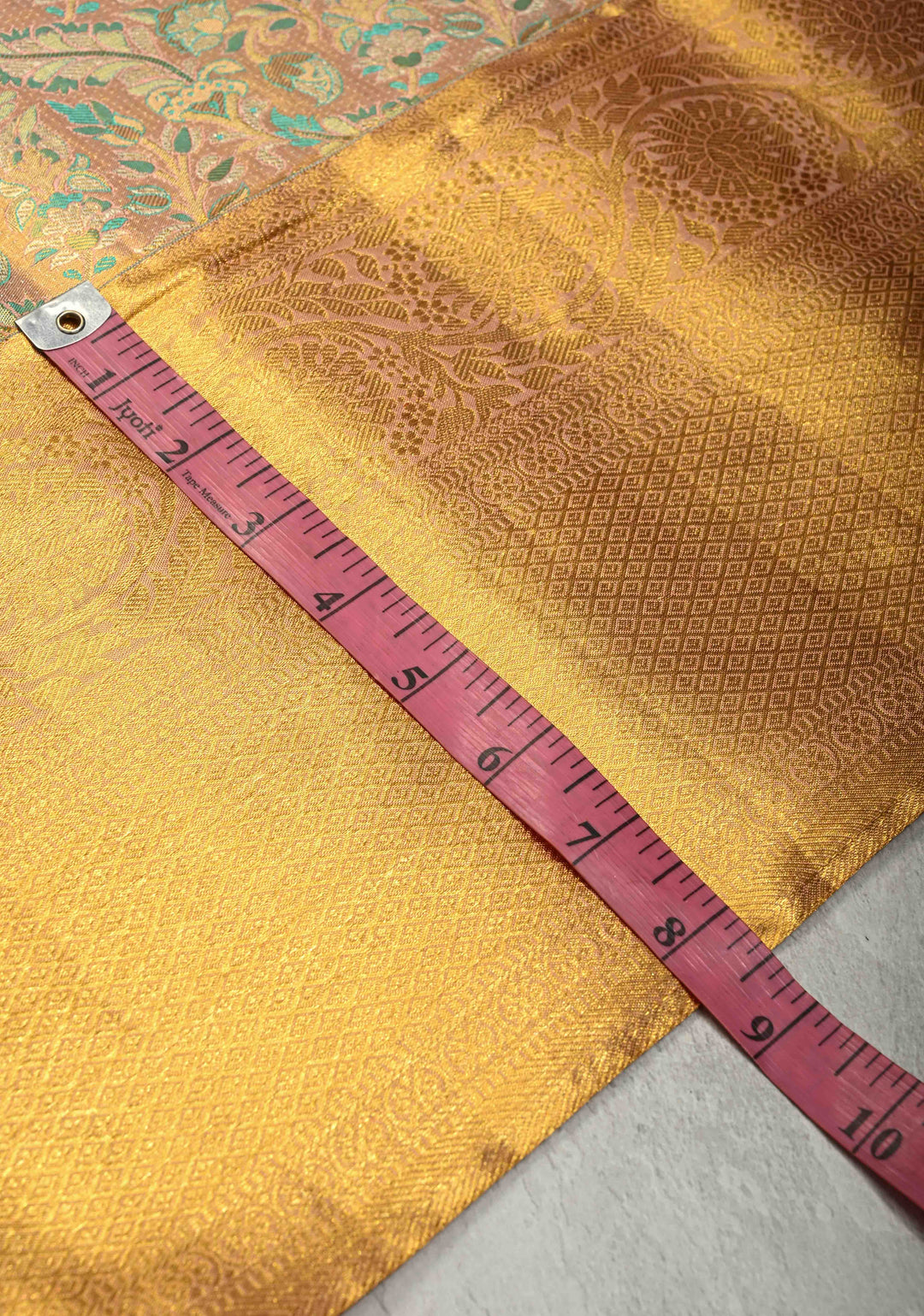 Peach Tissue Kanjivaram Pure Silk Saree with Meenakari Floral Jaal Brocade and Wide Zari Border | SILK MARK CERTIFIED