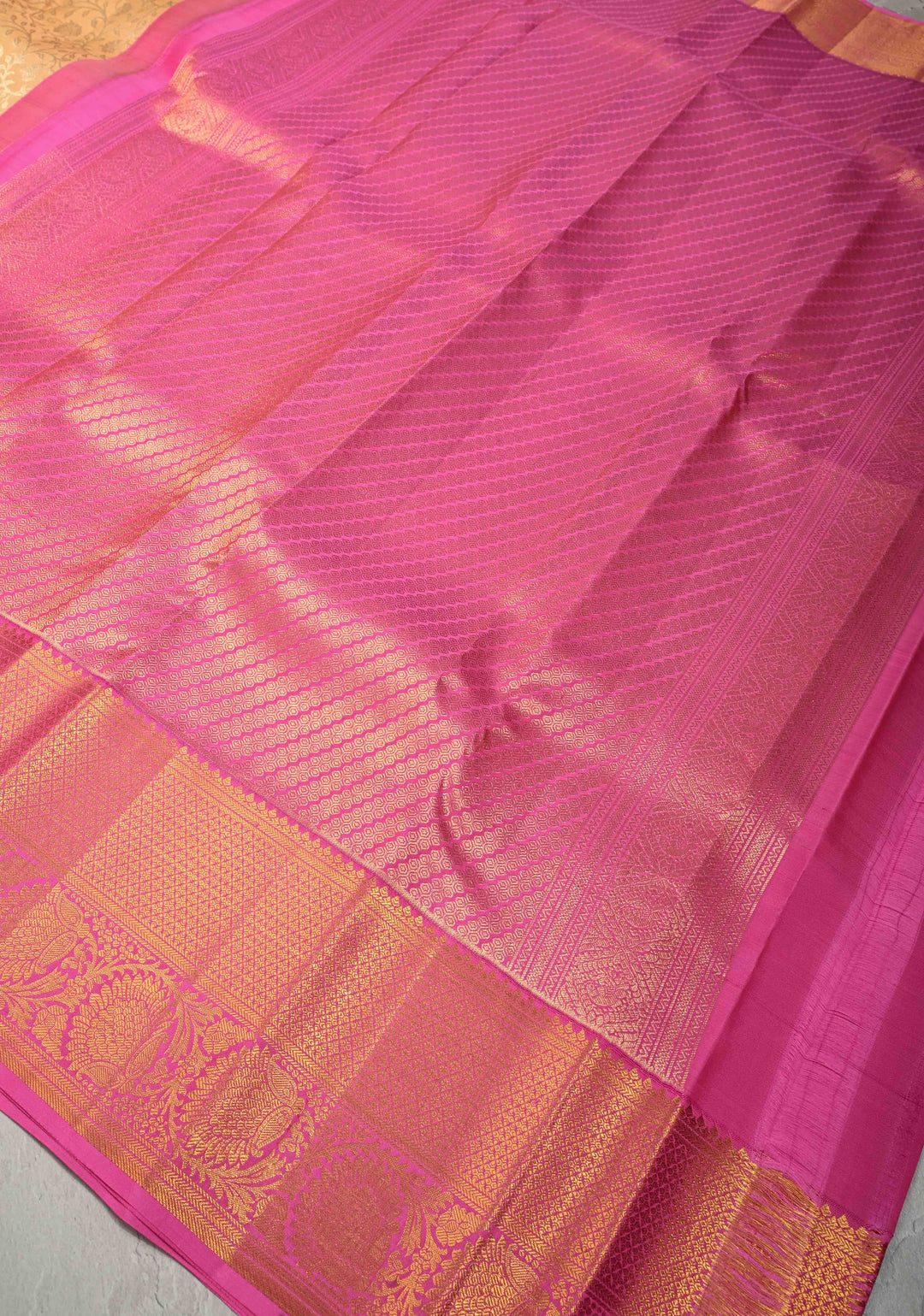 Cream Kanjivaram Pure Silk Saree with Silver Zari Floral Jaal Brocade and Contrast Zari Border | SILK MARK CERTIFIED