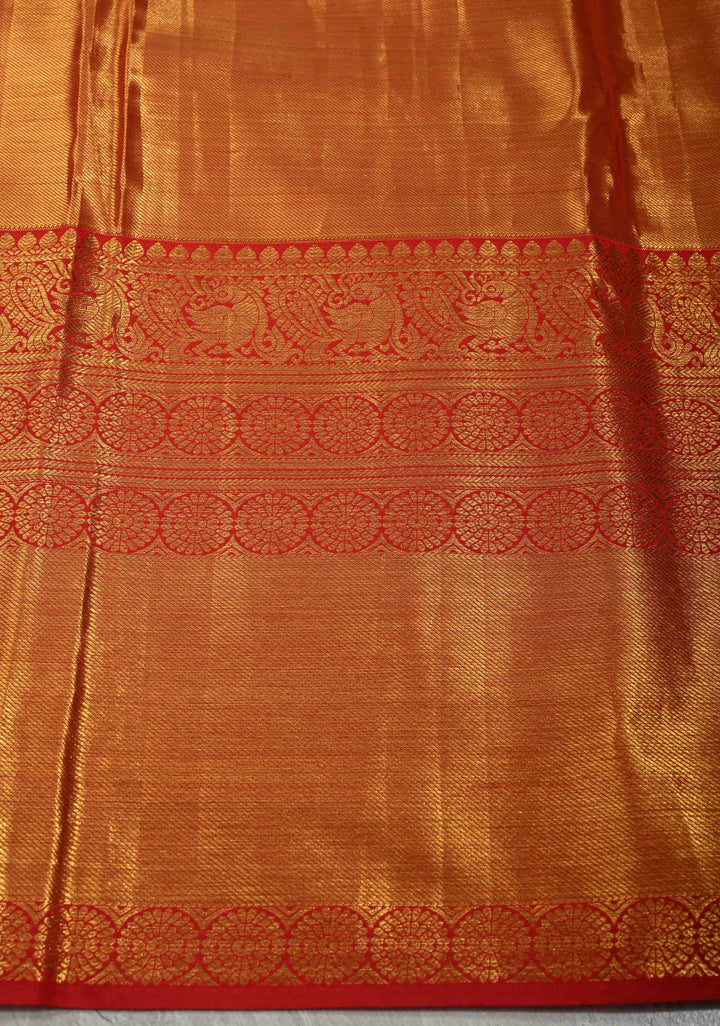 Light Lavender Tissue Kanjivaram Pure Silk Saree with Meenakari Geomatric Brocade and Contrast Wide Zari Border | SILK MARK CERTIFIED